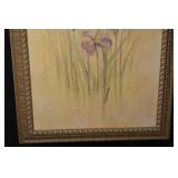 Blum Iris Floral Painting - Signed in Ornate Gold Frame