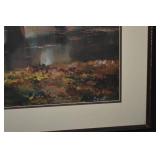 Duval Signed Riverside Village Landscape - Framed Wall Art (42.5"x32")
