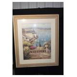 Peter Bell Seascape - Framed Coastal Town with Boats, 33.5 x 39.5 in