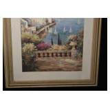 Peter Bell Seascape - Framed Coastal Town with Boats, 33.5 x 39.5 in