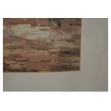 Peter Bell Seascape - Framed Coastal Town with Boats, 33.5 x 39.5 in