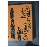 Autumn Forest Landscape Painting - Framed, Figure in Red (32.5x32.5)