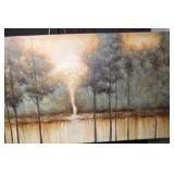 Landscape Painting - Trees by Water, 60 x 30 in