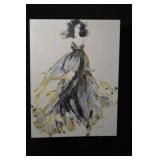 Original Fashion Illustration - Woman in Evening Gown, Signed 1994, 29.5 x 39 in