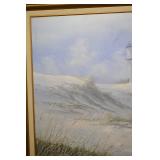 Seascape Painting - Lighthouse on Dunes, 56 x 32 in, Original, Signed