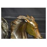 Goddan Horse Head Bookends Pair - Bronze Tone Metal Sculpture