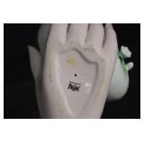 NIK Porcelain Lidded Trinket Box - Floral Hand Motif, Gold Accents