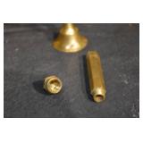 Antique Brass Religious Lot - Crucifix, Candelabrum, Teapot Lamp, Mini Chairs