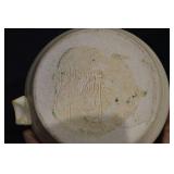 Ceramic lantern base with Leaf Motif - Round Cream Glaze, Metal Burner Top