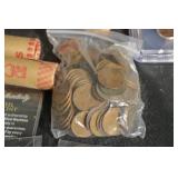 Lincoln and Wheat Cent Lot - Wartime 1943 & Last-Year Issues With Coin Rolls