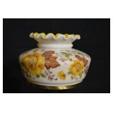 Table Lamp - Porcelain Floral Pattern With Yellow Flowers & Ruffled Shade