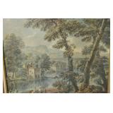 Environs Monaidi Landscape - Framed Riverside Village Scene