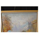 Cityscape Painting - Framed Impressionist Riverside Street Scene