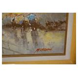 Cityscape Painting - Framed Impressionist Riverside Street Scene