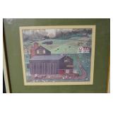 Framed Farm Scene Print - Barn & Fields Landscape Artwork