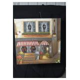 Poulettes Cafe Painting - Parisian Street Cafe Scene on Canvas