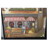 Poulettes Cafe Painting - Parisian Street Cafe Scene on Canvas
