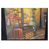 Painting - Mediterranean Street Café Scene with Green Awning