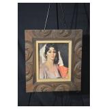 Framed Portrait of a Woman - Ornate Carved Wood Frame