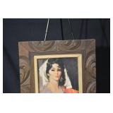 Framed Portrait of a Woman - Ornate Carved Wood Frame