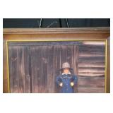 Framed Photograph - Child in Navy Blue Coat with Hat (Wood Frame)