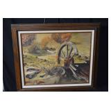 Betty Bryant Landscape Painting - Framed Wagon Wheel Autumn Scene