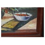 Framed Oil Painting - Floral Bouquet Still Life on Canvas, Wood Frame