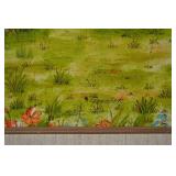 Framed Cottage Porch Scene Painting with Geese - Signature GENNER