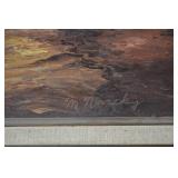 Sunset Sailboat Oil Painting - Framed Landscape, 14 x 18 in