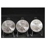 2015 American Silver Eagle 1 oz .999 Fine Silver Coin - Lot of 3