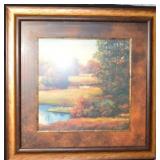 Autumn Landscape Painting - Framed, 39x39 in Brown-Gilt Frame
