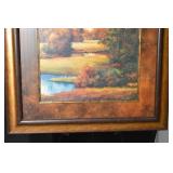 Autumn Landscape Painting - Framed, 39x39 in Brown-Gilt Frame