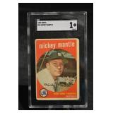 1959 Topps Mickey Mantle #10 - New York Yankees Outfield - SGC 1