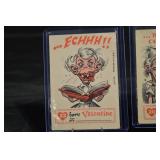 Vintage Valentines - 1950s/60s Three Card Lot - Funny Valentine Cartoon Series in Plastic Cases