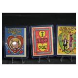 Vintage Valentine Cards - 3-Pack in Clear Display Cases