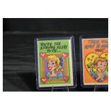 Vintage Funny Valentine Cards - 6-Card Lot in Clear Display Cases