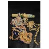 Assorted Lace Trims - Vintage Narrow Ribbons in Pink, Peach, Cream, Green, Blue & Gold