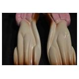 Miller Studio Cat Figurines - 1976 Pair, Green Eyes, Pink Bows, Brown Gradient Paws