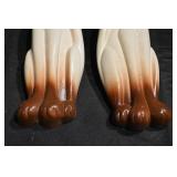 Miller Studio Cat Figurines - 1976 Pair, Green Eyes, Pink Bows, Brown Gradient Paws