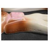 Miller Studio Cat Figurines - 1976 Pair, Green Eyes, Pink Bows, Brown Gradient Paws