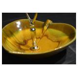 Vintage Pottery Leaf Candy Dish 1960