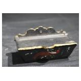 Cast Iron Trinket Box - Hand-Painted Black Wood with Bird Motif