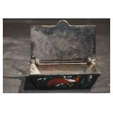 Cast Iron Trinket Box - Hand-Painted Black Wood with Bird Motif