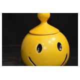Yellow Smiley Face Ceramic Jar with Lid - Have a Happy Day