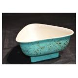 Turquoise Crackle-Glaze Ceramic Bowl with Pedestal Base