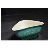 Turquoise Crackle-Glaze Ceramic Bowl with Pedestal Base
