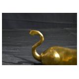 Gold Tone Lion Statue - Reclining Decorative Figurine