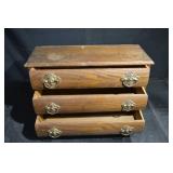 Small Wooden 3-Drawer Dresser with Ornate Brass Bail Pulls
