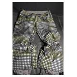 Burton DryRide Snow Pants XL - Checkered Gray/Black with Lime Accents
