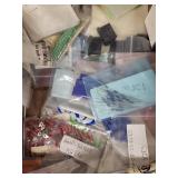 Box of Assorted Electronic Connectors, Resistors, and Hardware Components